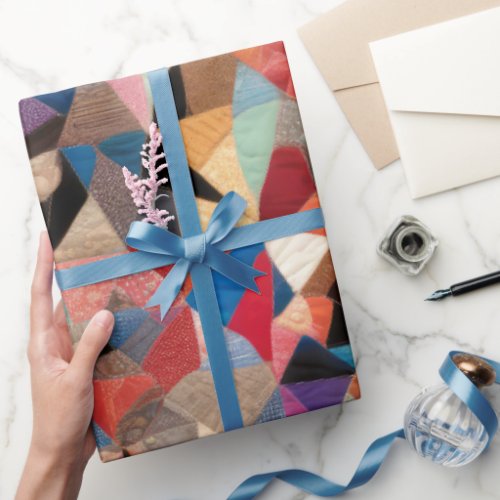 Crazy Quilt Design Wrapping Paper