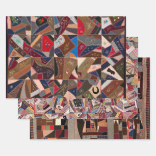 Crazy quilt designs wrapping paper sheets