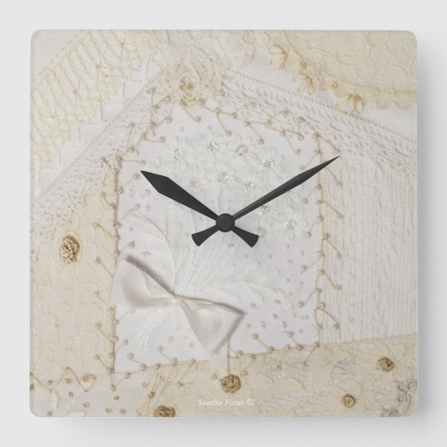 Crazy Quilt Embroidery Design Wall Clock (Front)