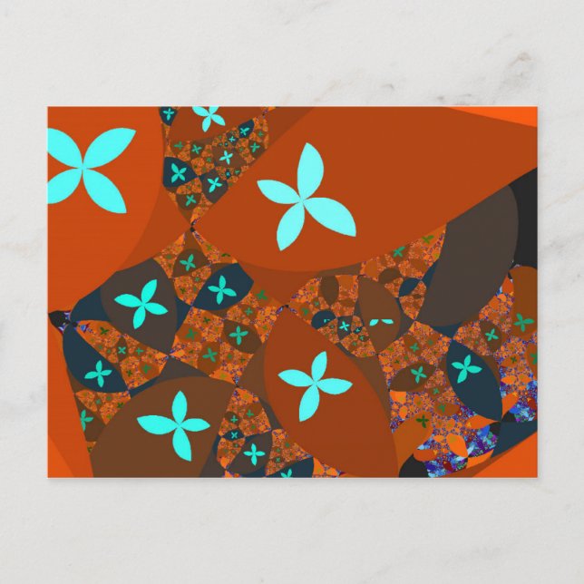 Crazy Quilt - FRACTAL ABSTRACT DESIGN Invitation Postcard (Front)