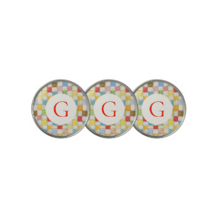 CRAZY QUILT Golf Ball Markers + Initial