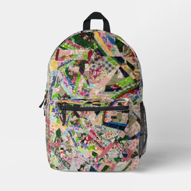 Crazy Quilt in Spring Colors Printed Backpack (Front)