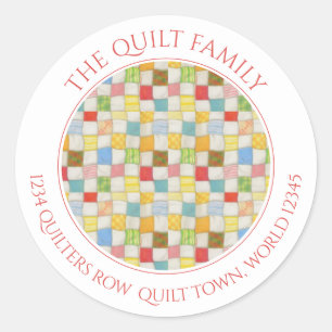 CRAZY QUILT Large Round Address Envelope Seals 