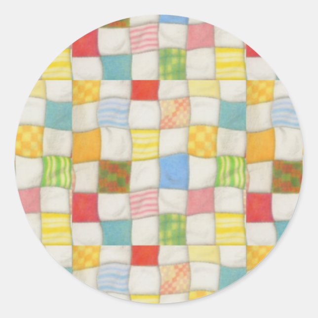 CRAZY QUILT Large Round Stickers (Front)