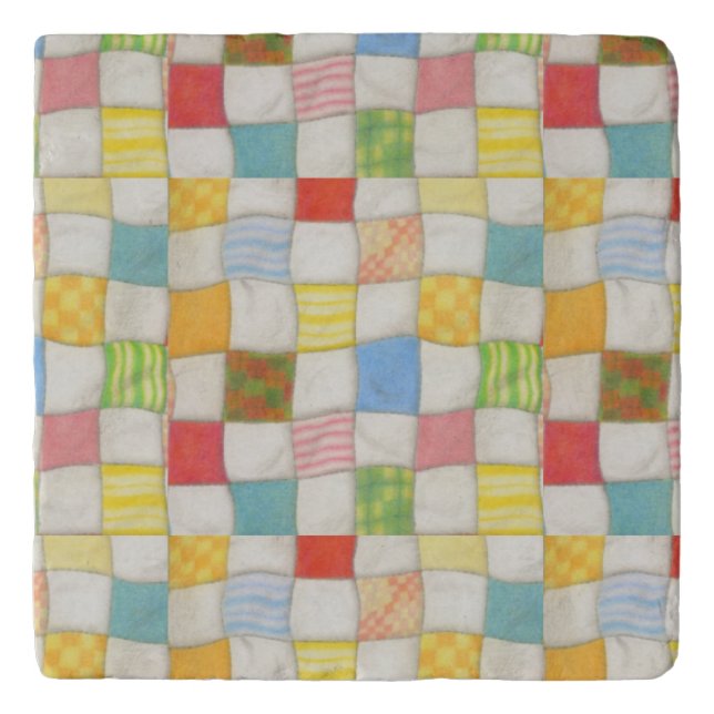 CRAZY QUILT Marble Trivet (Front)