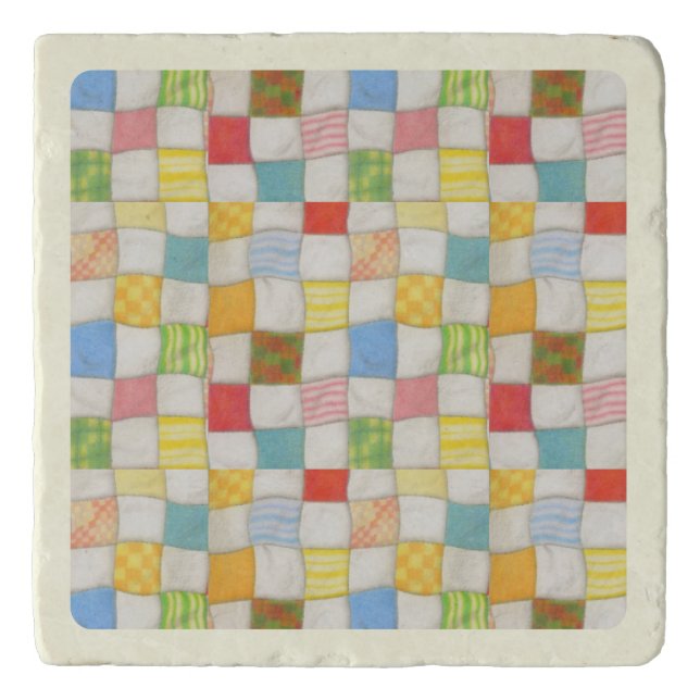 CRAZY QUILT Marble Trivet / Cream (Front)