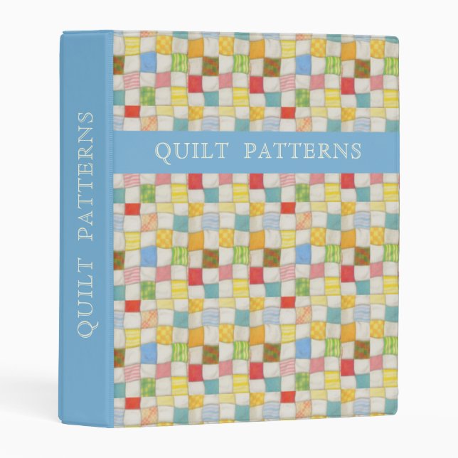 CRAZY QUILT Mini Binder + Text / Blue (Front/Spine)