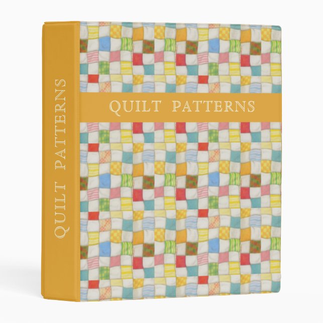 CRAZY QUILT Mini Binder + Text / Gold (Front/Spine)