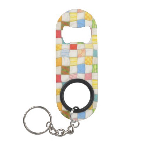 CRAZY QUILT Mini Bottle Opener with Keychain