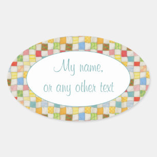 CRAZY QUILT Oval Matte Stickers