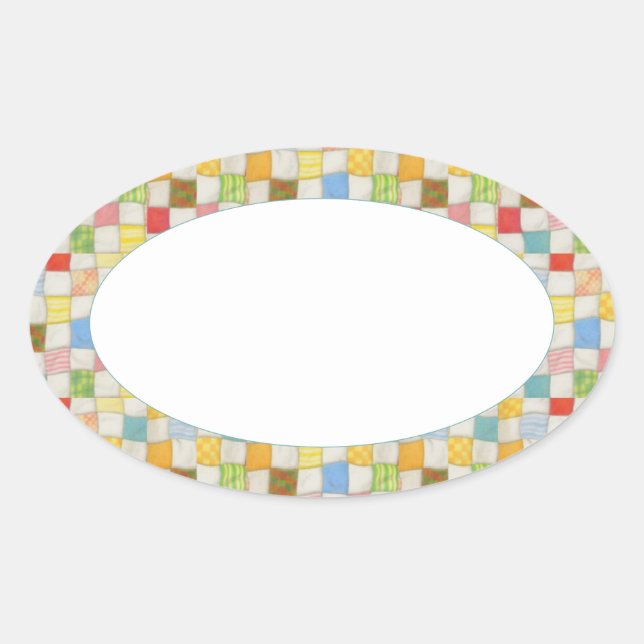CRAZY QUILT Oval Matte Stickers (Front)