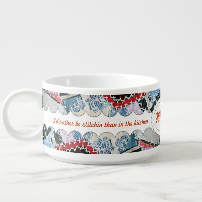 Crazy Quilt Patchwork Chili Bowl (Right)