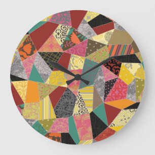 Crazy Quilt Patchwork Large Clock