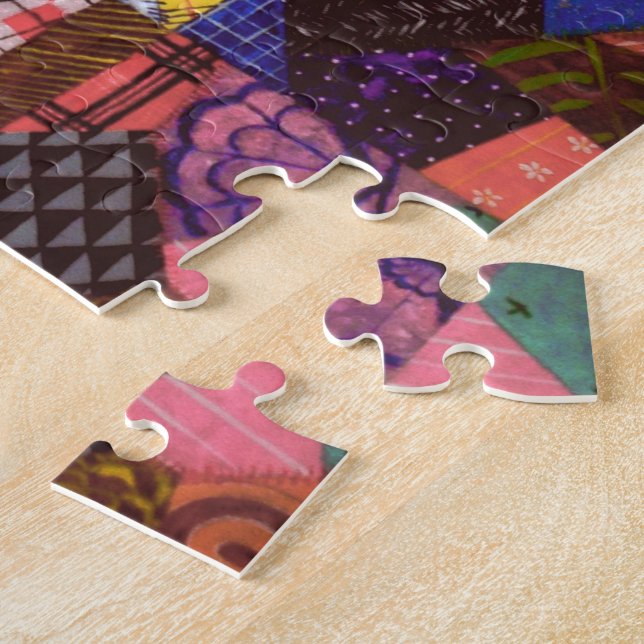 Crazy Quilt Patchwork Quilt Abstract Art Geometric Jigsaw Puzzle (Side)