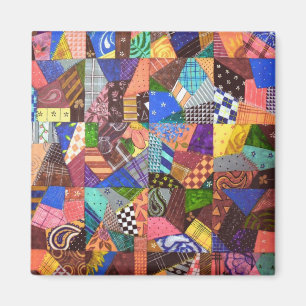 Crazy Quilt Patchwork Quilt Abstract Art Geometric Magnet