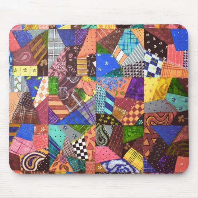 Crazy Quilt Patchwork Quilt Abstract Art Geometric Mouse Pad (Front)