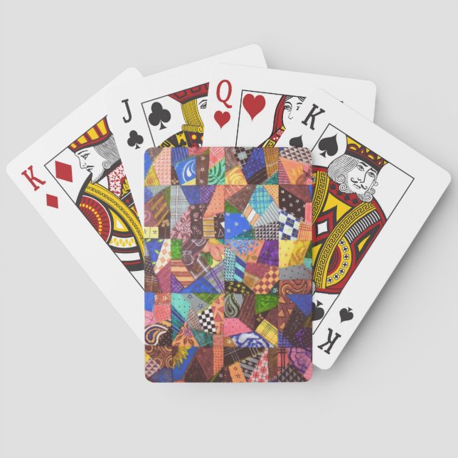 Crazy Quilt Patchwork Quilt Abstract Art Geometric Poker Cards (Back)