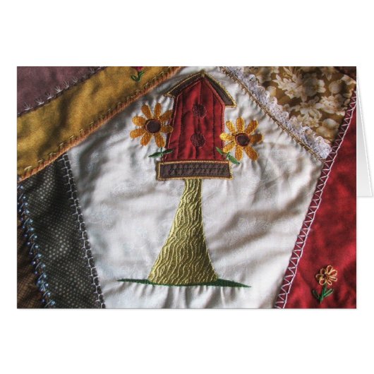 Crazy quilt pattern birhouse cards (Front Horizontal)