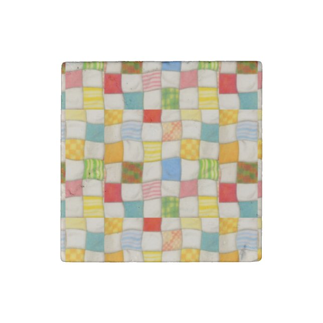 CRAZY QUILT Primed Marble Stone Magnet (Front)