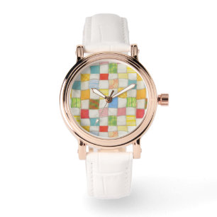 CRAZY QUILT Rose Gold Vintage White Watch