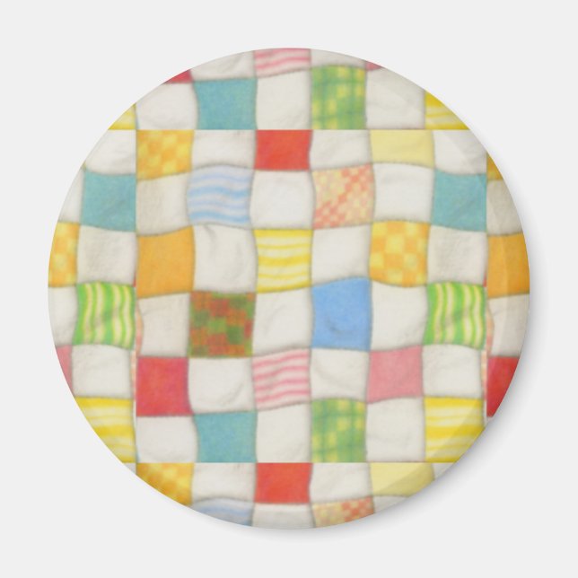 CRAZY QUILT Round Magnet (Front)