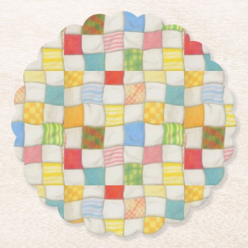 CRAZY QUILT Scalloped Round Paper Coasters