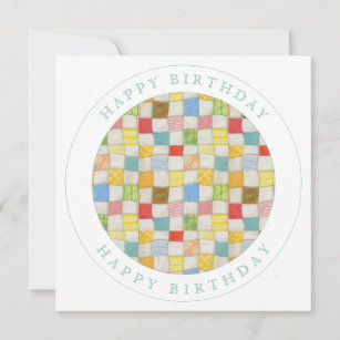 CRAZY QUILT Square Flat Birthday Card