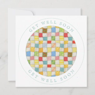 CRAZY QUILT Square Flat Get Well Card
