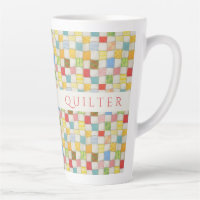 CRAZY QUILT Tall Latte Mug + Initial