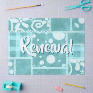 Crazy Quilt Teal Gingham Personalized Decoupage Tissue Paper