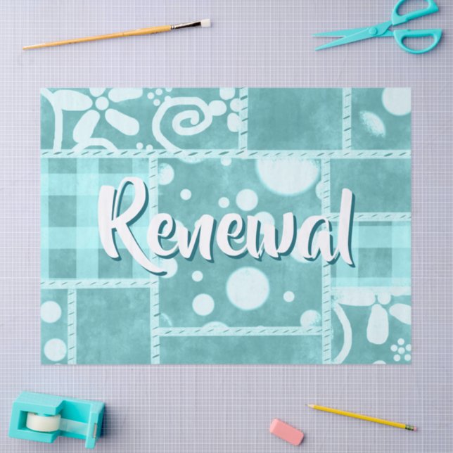 Crazy Quilt Teal Gingham Personalized Decoupage Tissue Paper (Craft)