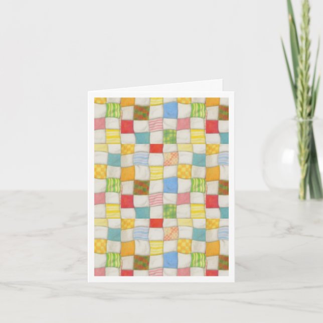 CRAZY QUILT Thank You Note Card / White (Front)