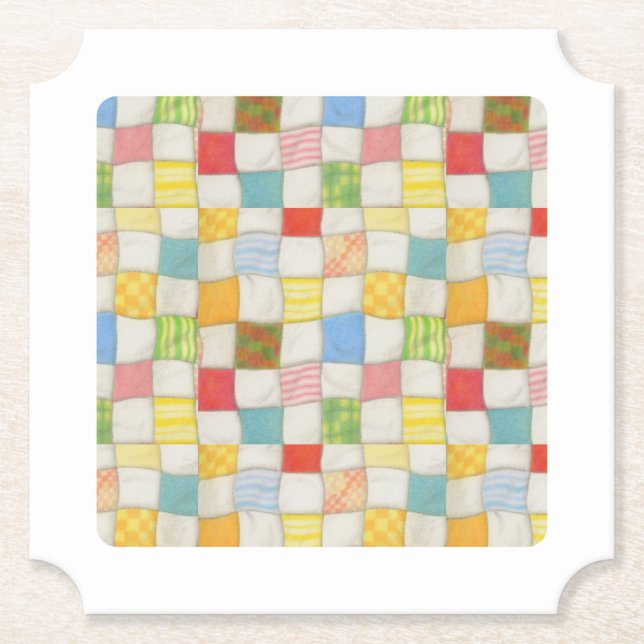 CRAZY QUILT Ticket Paper Coasters White (Front)