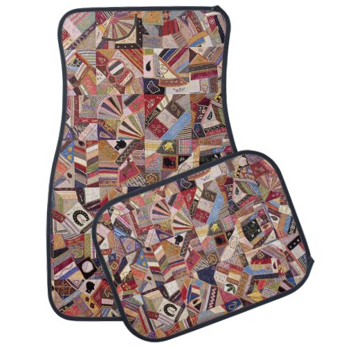 Crazy quilt top car floor mat