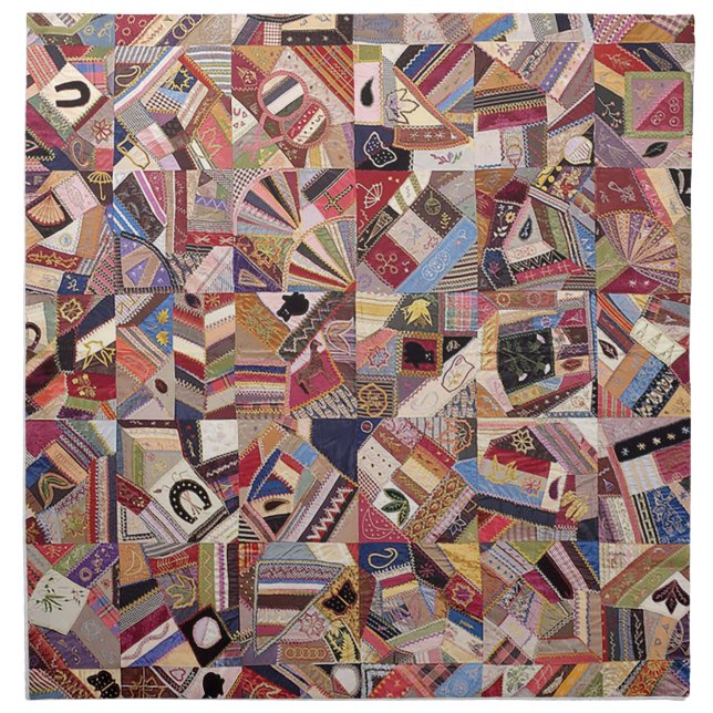 Crazy quilt top cloth napkin (Front)