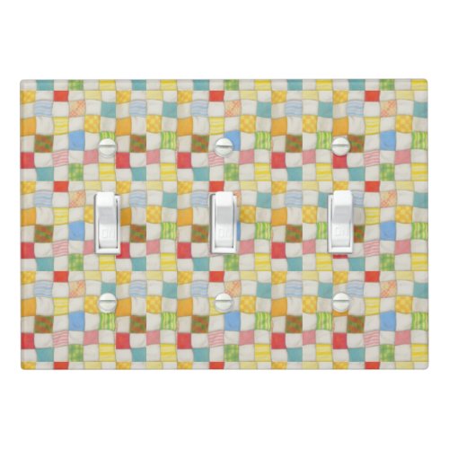 CRAZY QUILT Triple Toggle Light Switch Cover