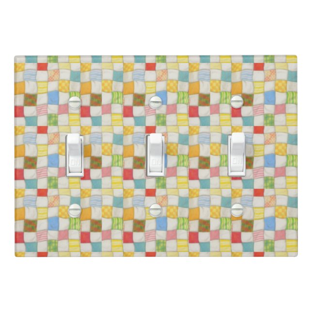 CRAZY QUILT Triple Toggle Light Switch Cover (In Situ)