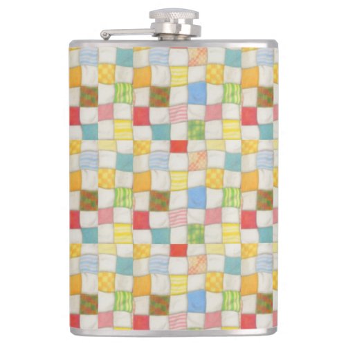 CRAZY QUILT Wrapped Flask