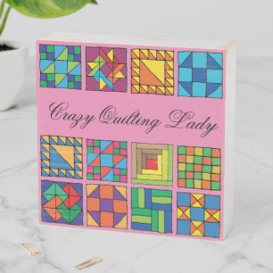 Crazy Quilting Lady  Wooden Box Sign