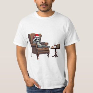 Crazy Raccoon Sitting in a Chair Wine and cakes🧁 T-Shirt