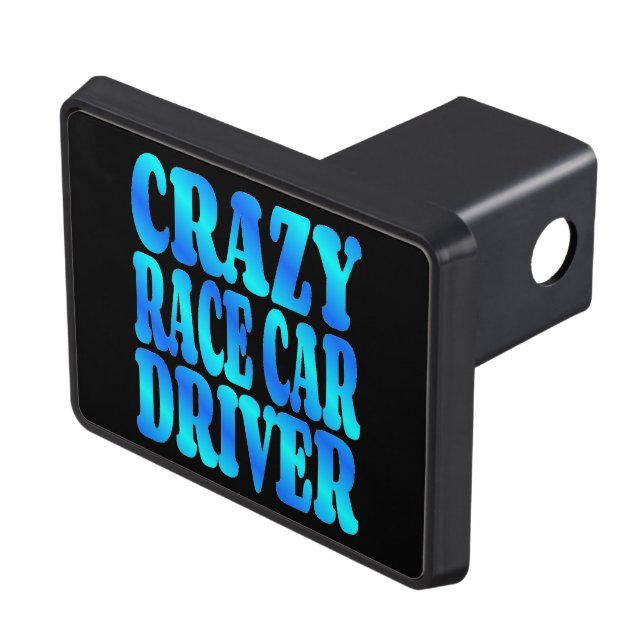 Crazy Race Car Driver Trailer Hitch Cover (Top Right)