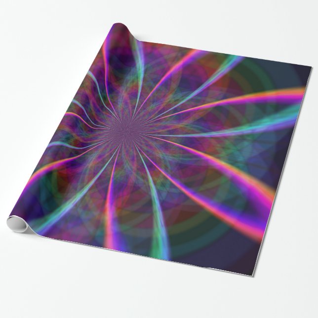 Crazy Rainbow Flower Two Wrapping Paper (Unrolled)