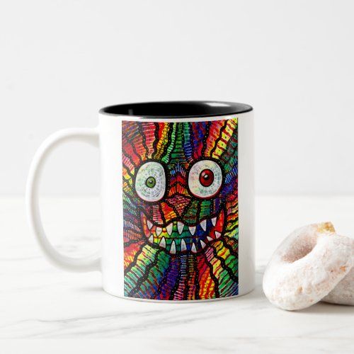 Crazy Rainbow Monster Smile Two_Tone Coffee Mug