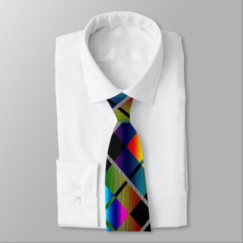 Crazy Rainbow Plaid _ Neck Tie