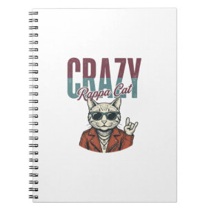 Crazy Rappa Cat Vintage Engraving T-Shirt Design_1 Notebook