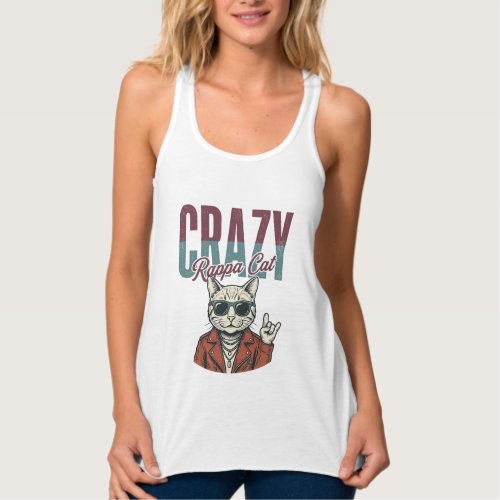 Crazy Rappa Cat Vintage Engraving T-Shirt Design_1 Tank Top