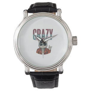 Crazy Rappa Cat Vintage Engraving T-Shirt Design_1 Watch