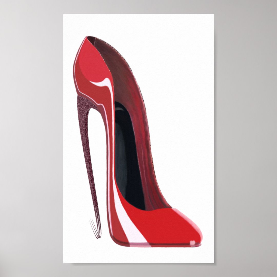 Crazy Red Heel Stiletto Shoe Art Poster | Zazzle