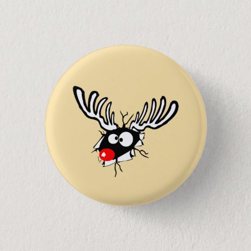 Crazy Red Nosed Reindeer Button