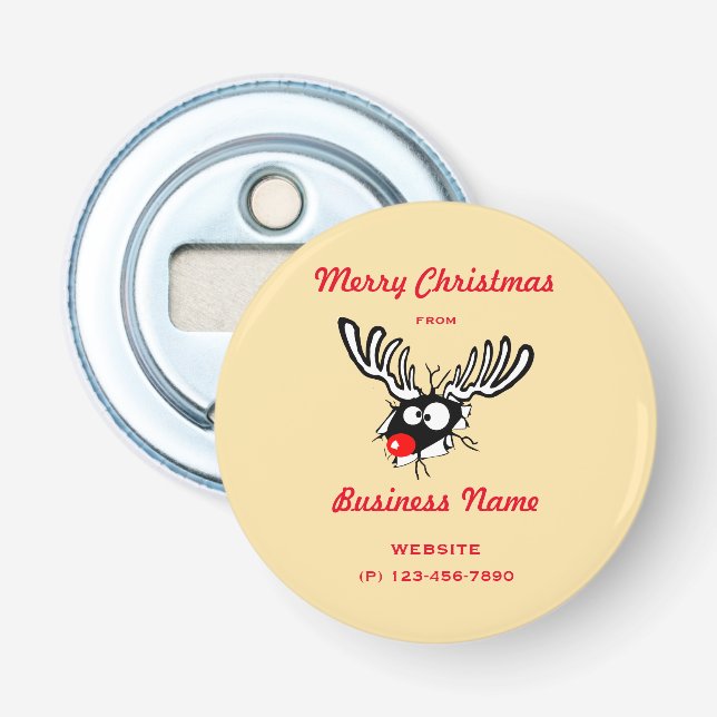 Crazy Red Nosed Reindeer Customized Business Bottle Opener (Front)